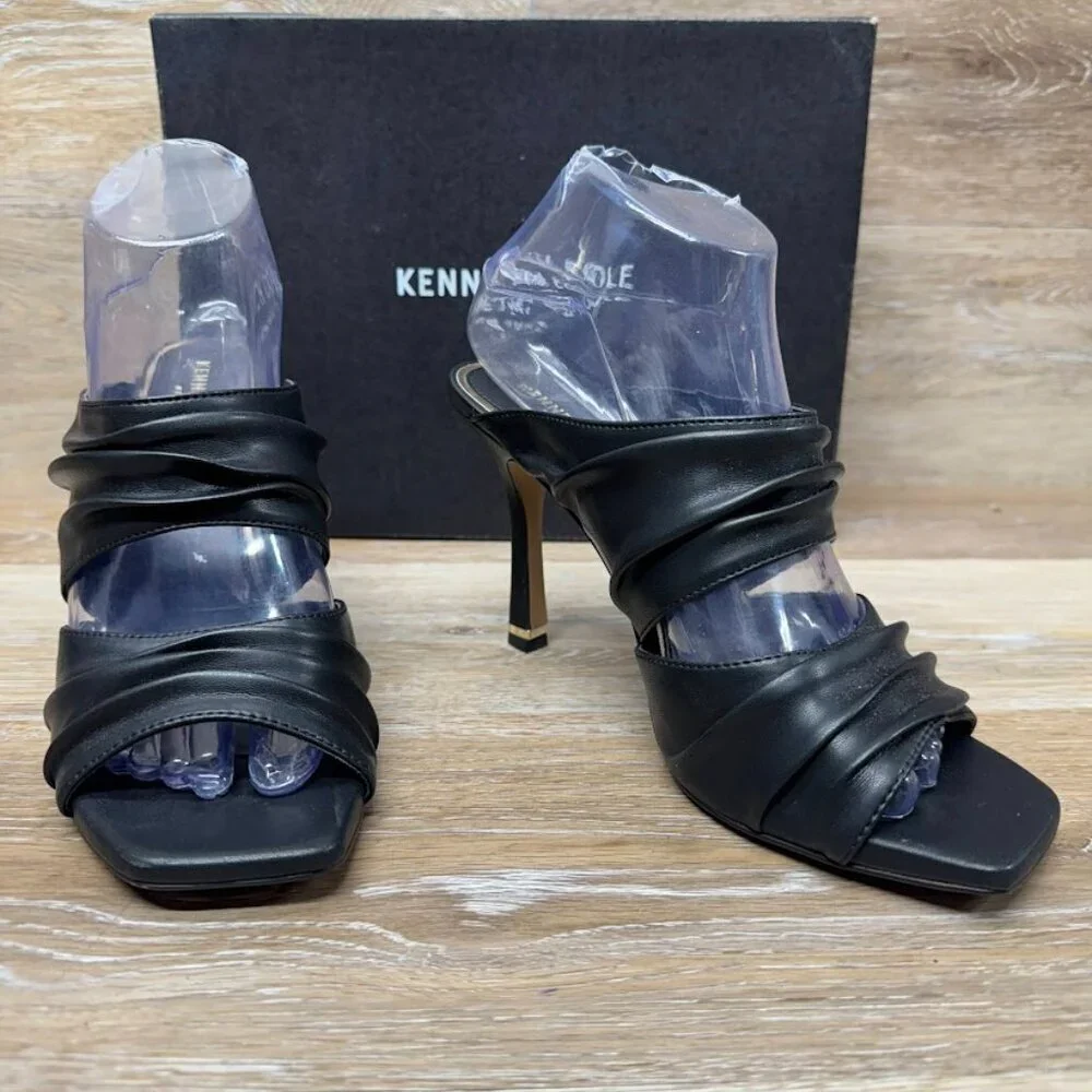 Kenneth Cole Heidi Slip On Ruched High Heel Sandals Women's Size 8
